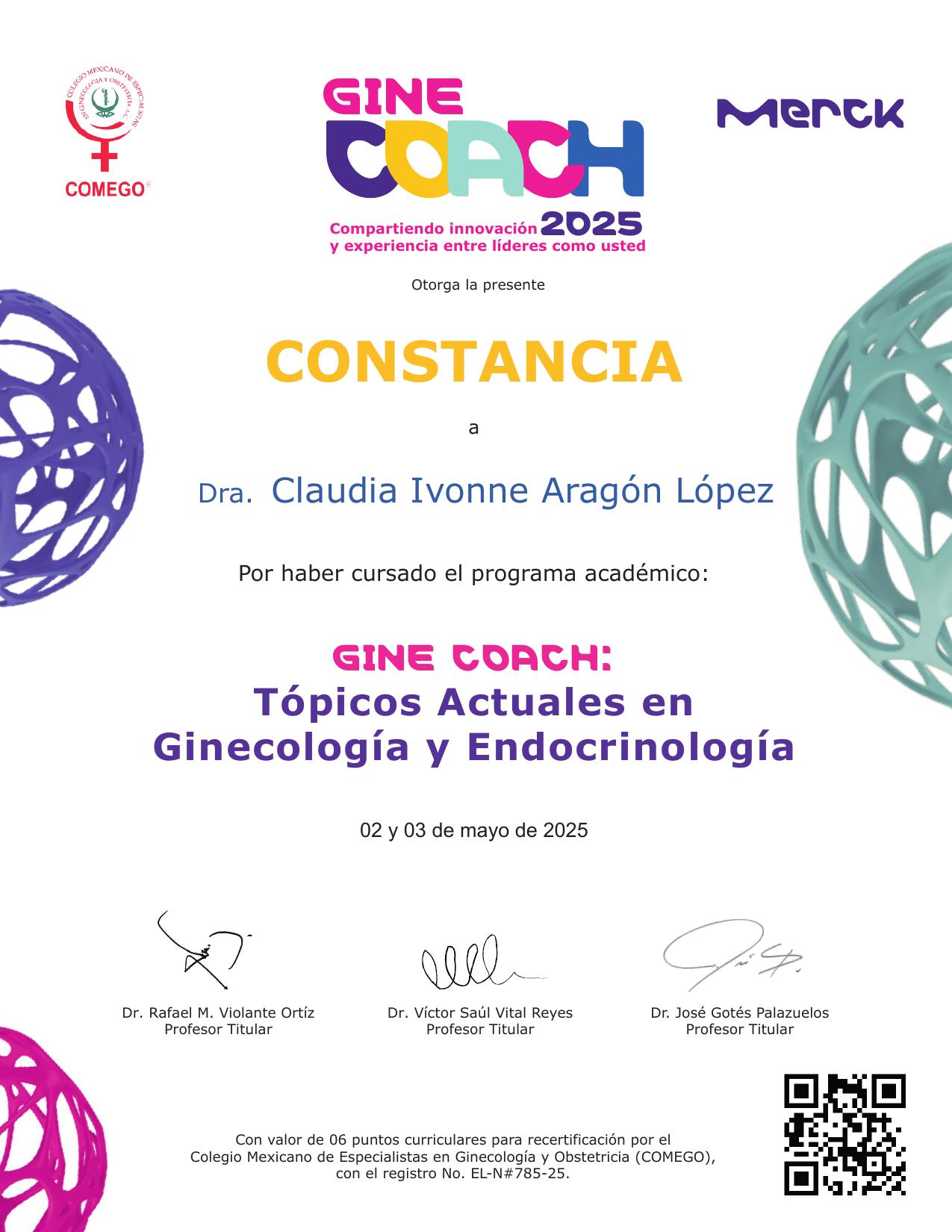 Constancia GINE COACH 2025