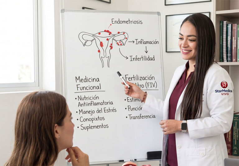 Dra. Ivonne Aragón explicando el impacto de la endometriosis en la fertilidad y las opciones de tratamiento con Medicina Funcional y FIV.